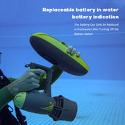 Austauschbare Batterie in Wasserbatterieanzeige Die Batterie kann erst nach dem Ausschalten des Batterieschalters im Süßwasser ausgetauscht werden